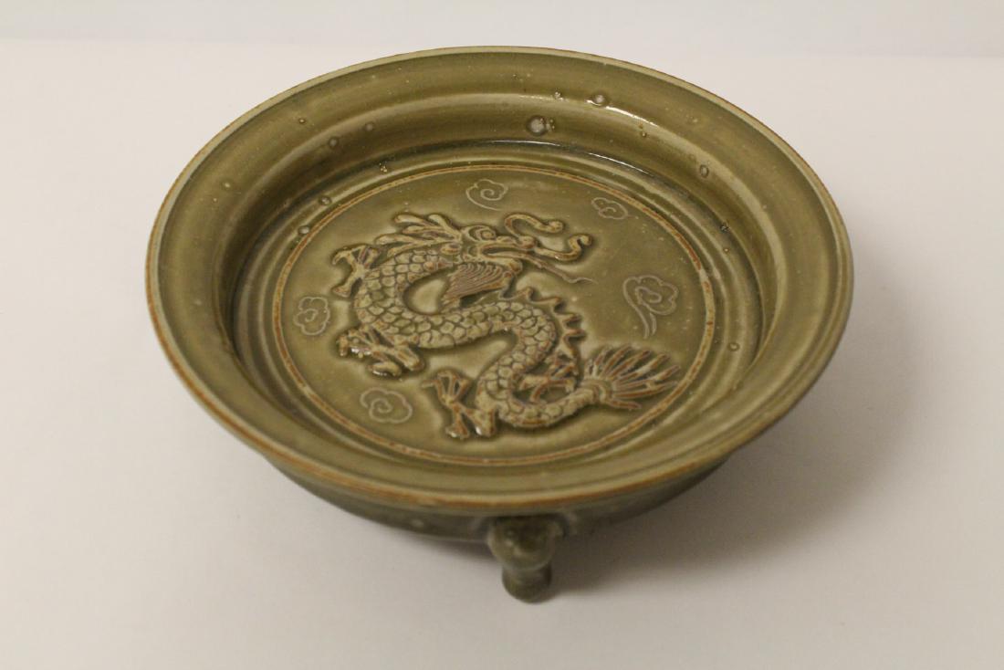 Chinese celadon tripod censer(?): Chinese celadon tripod censer(?), 1.95"Hx6.9"dia
