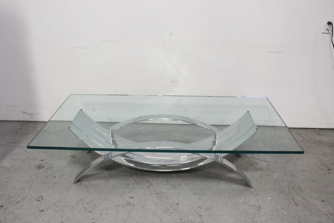 mid-century stainless steel & glass coffee table (1 of 10)