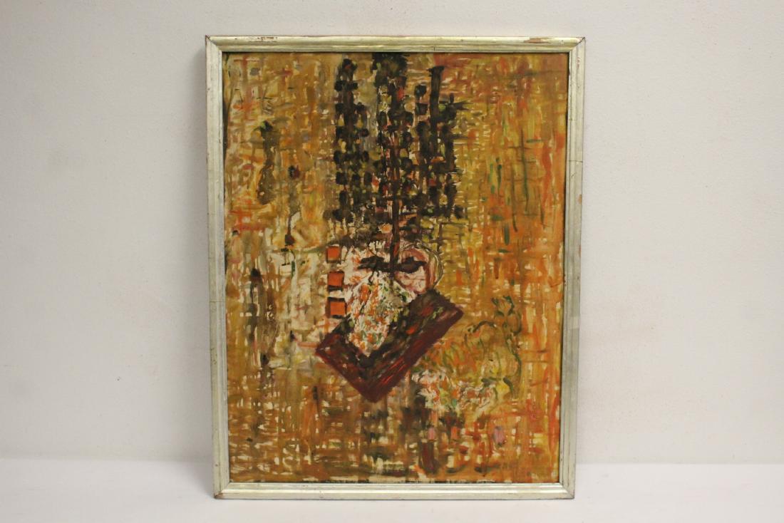 Oil on panel "abstract" by Ciel Bergman: Oil on panel "abstract" by California artist Ciel Bergman, 27.5"x21.3"