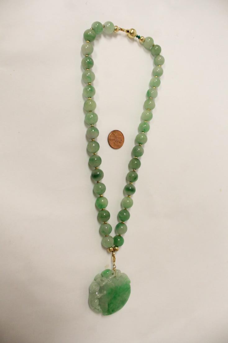 apple green jadeite pendant w/ jadeite bead necklace (1 of 10)