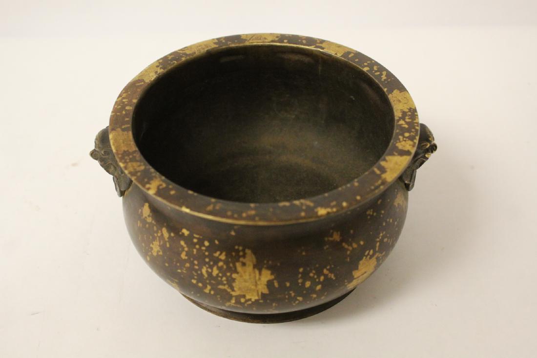 Chinese very heavy splash gold bronze censer (1 of 10)
