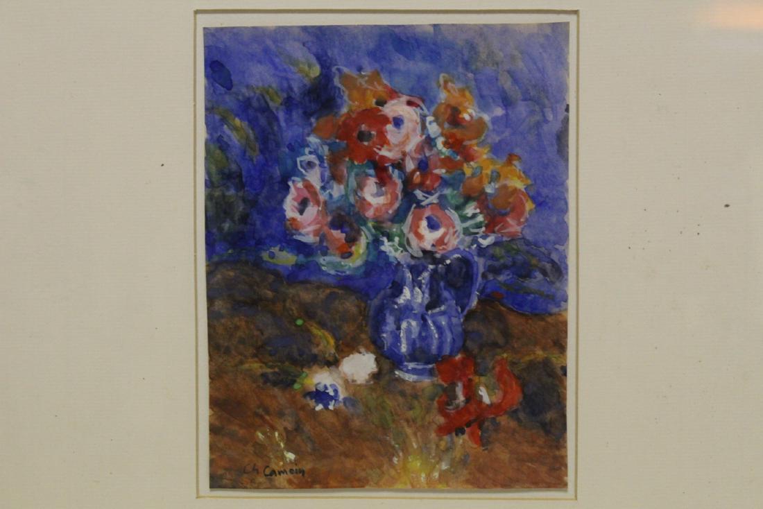 An important w/c on paper by Charles Camoin: An important watercolor on paper "still life" by French artist Charles Camoin (1879-1965), 7.15"x5.6"