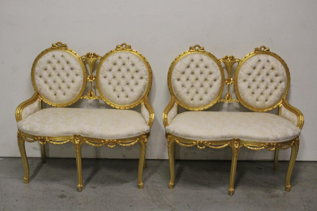Pair beautiful French giltwood settee (1 of 11)