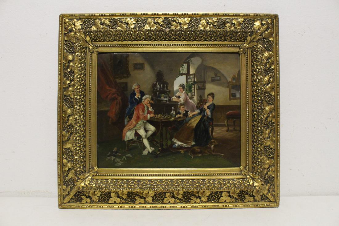 French oil on panel with fancy gilt frame (1 of 10)