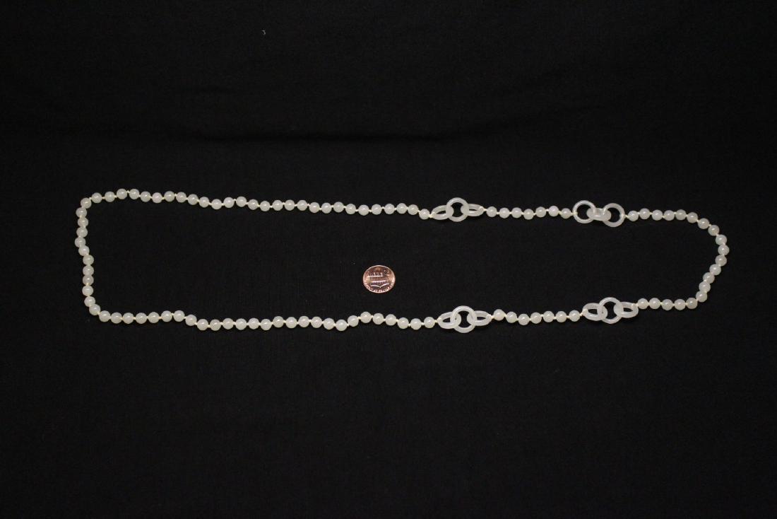 Chinese opera length white jade bead necklace (1 of 10)