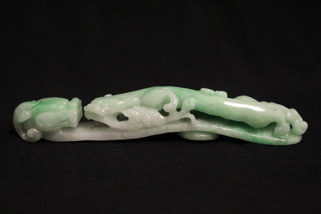 Chinese apple green jadeite carved belt buckle (1 of 10)