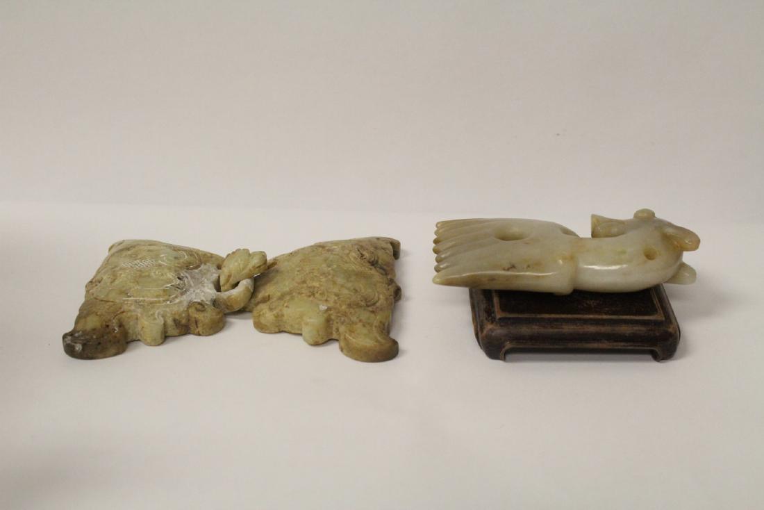 Chinese jade carving, & a jade carved belt buckle (1 of 10)