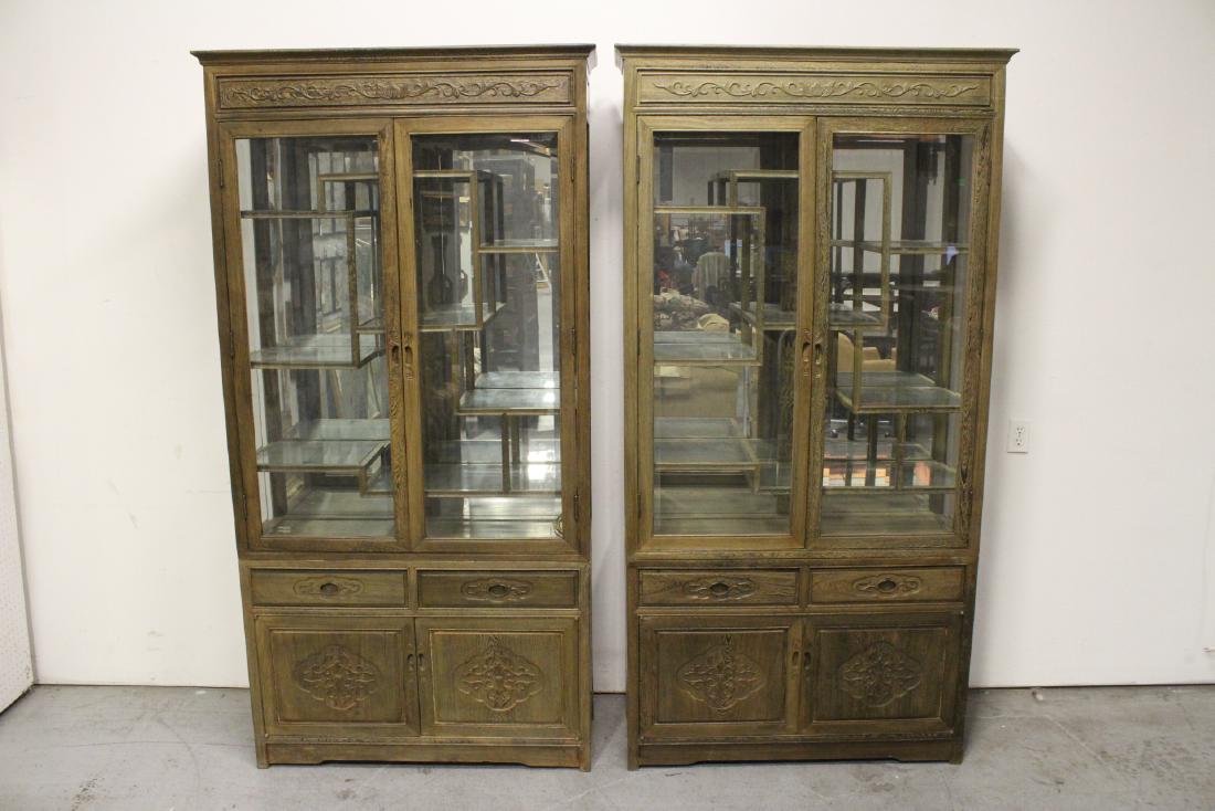 Pair beautiful Chinese jichi wood display cases (1 of 12)