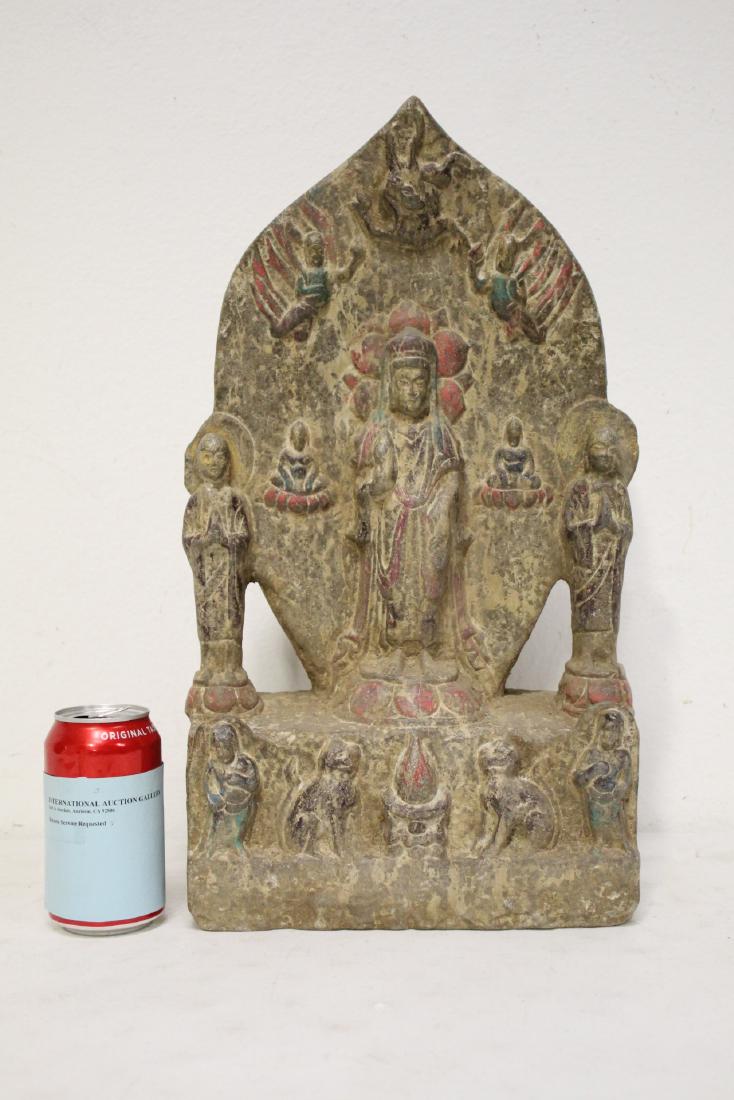 A fine Chinese painted stone plaque carving (1 of 10)