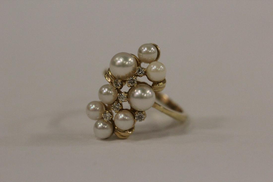 14K Y/G ring set w/ cultured pearl & diamonds (1 of 9)