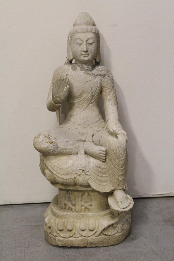 Large Chinese stone carved seated Buddha (1 of 10)