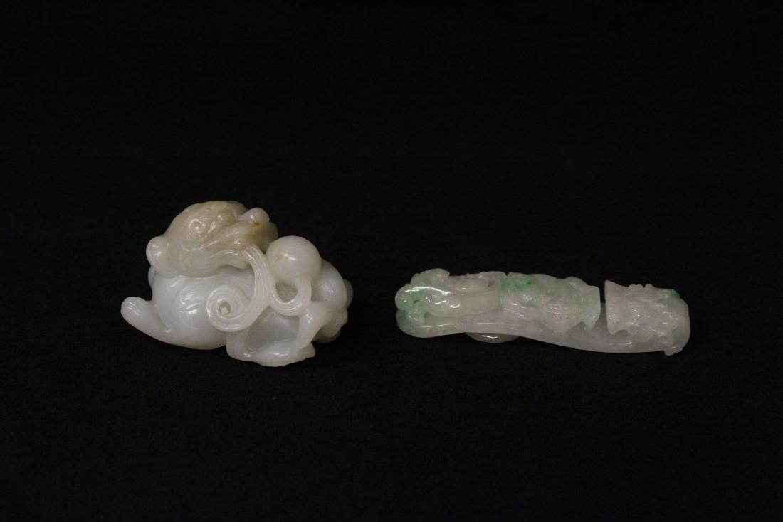 Chinese jadeite belt buckle & jade carved qilin (1 of 11)