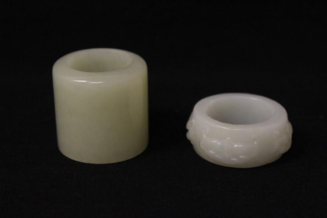 Chinese white jade ring & a celadon jade archer's ring (1 of 9)