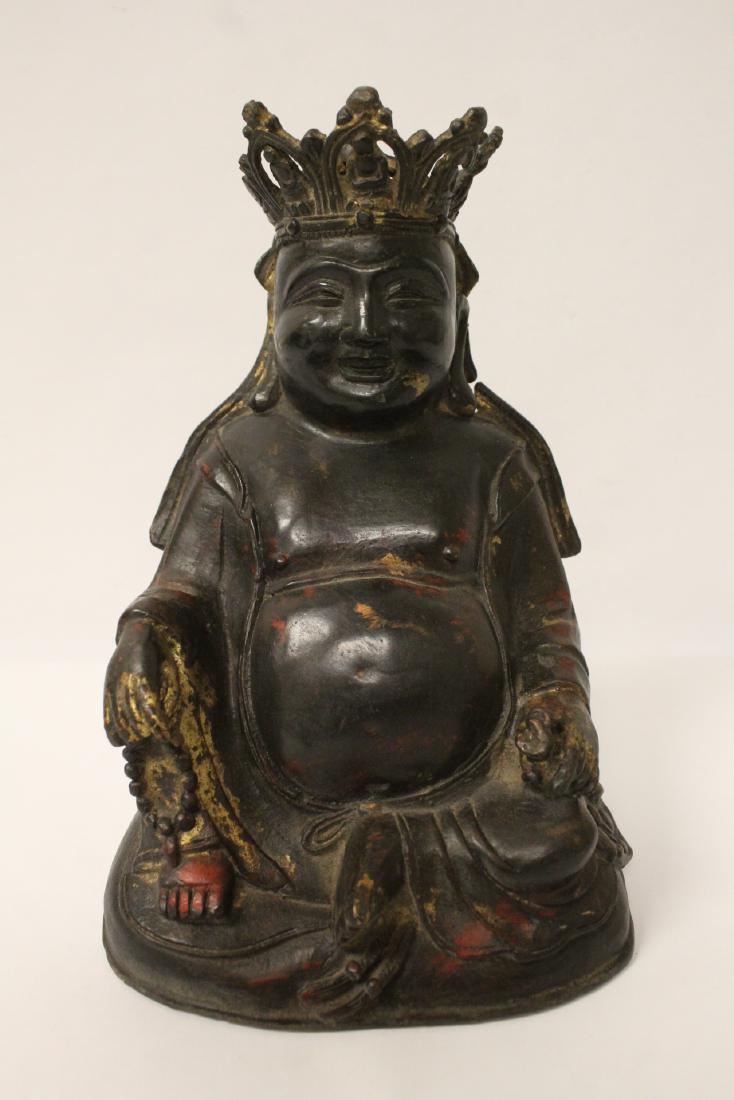 Chinese bronze sculpture of seated deity (1 of 10)