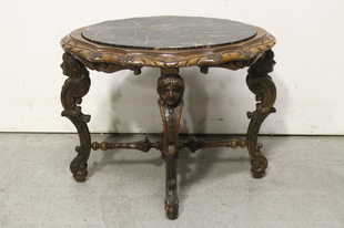 Vintage Marble Furniture For Antique 19th Century French Walnut Marble Top Table