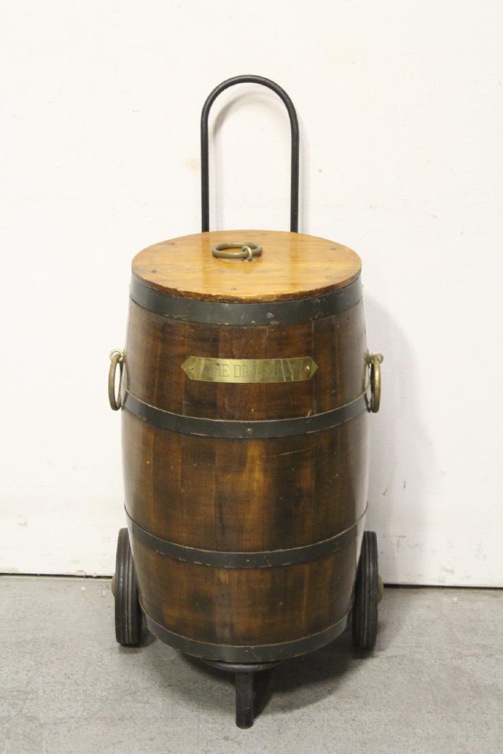 Antique ice chest with original carrying cart