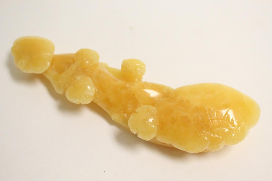 Chinese yellow jade like stone carved ruyi (1 of 10)