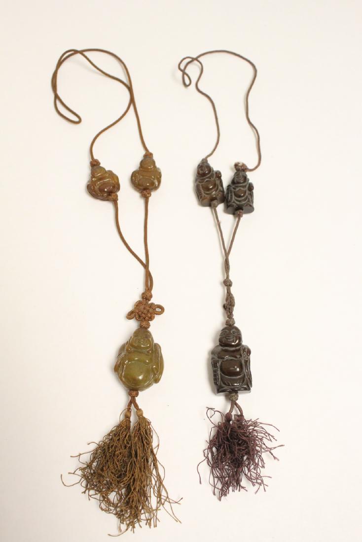 2 Chinese necklaces with 6 jade carvings (1 of 10)