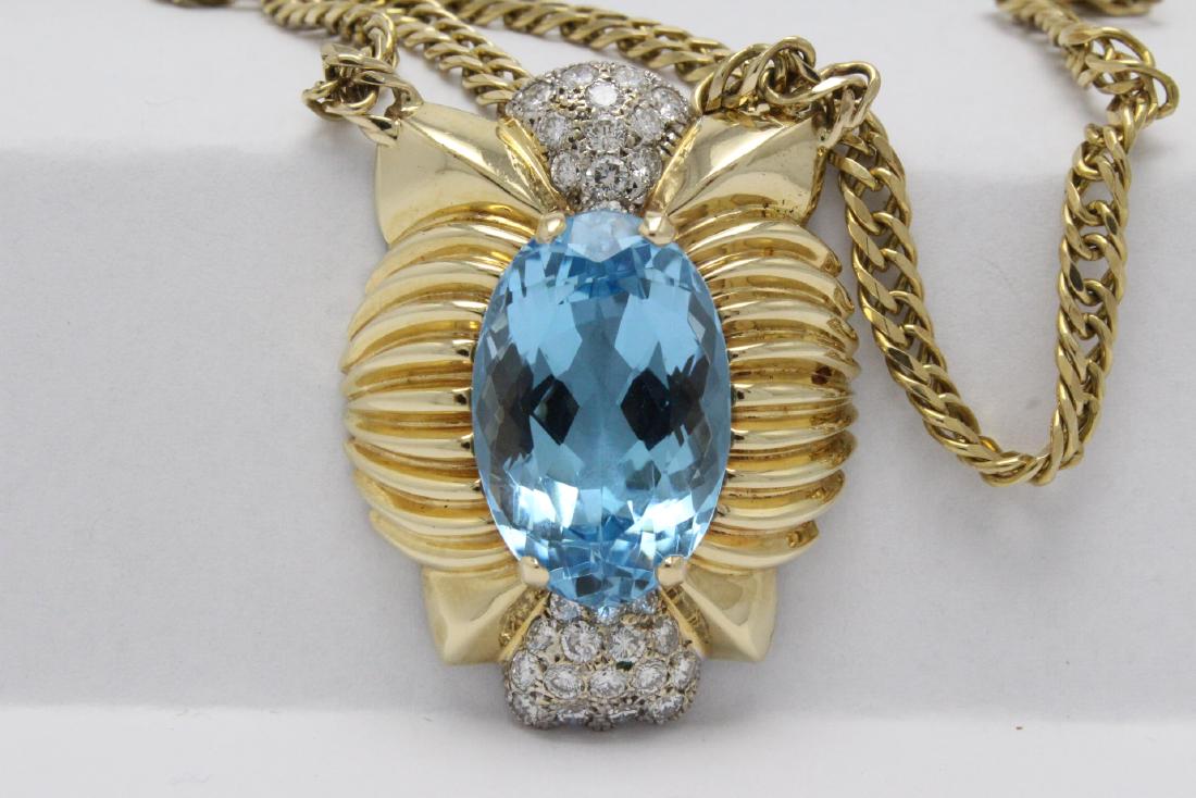 14K Y/G topaz diamond pendant w/14K necklace (1 of 10)