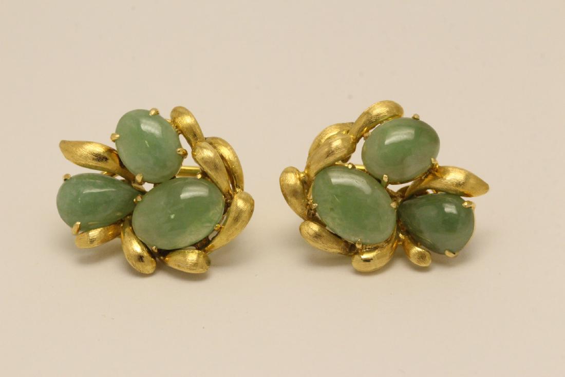 Pair 14K Y/G jadeite earrings (1 of 9)