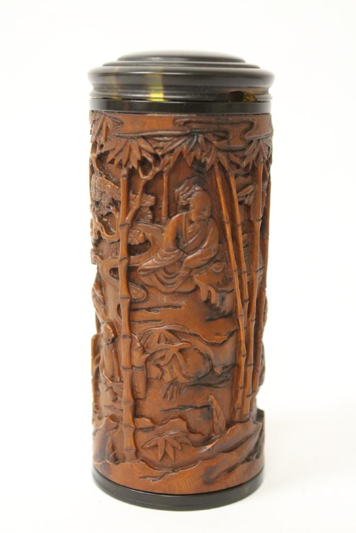 finely carved huangyang wood cricket box(?) (1 of 12)