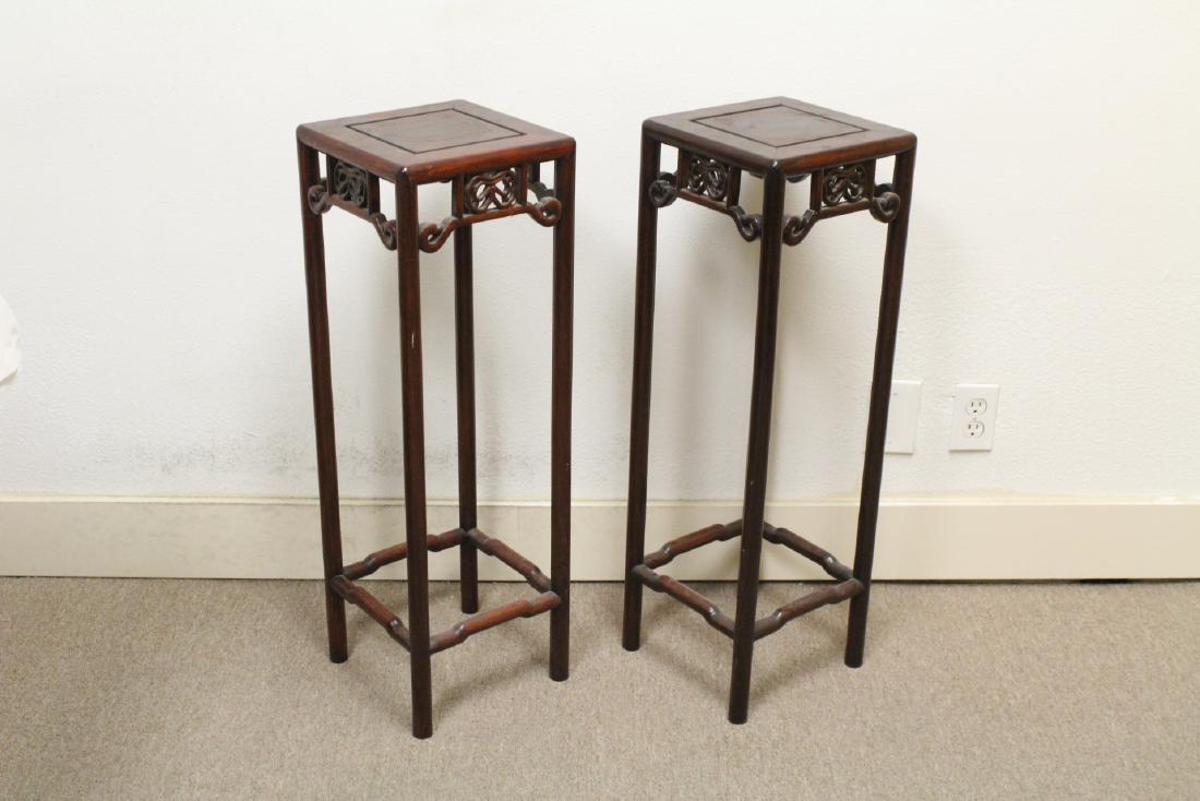 Pair Chinese rosewood pedestal tables (1 of 11)