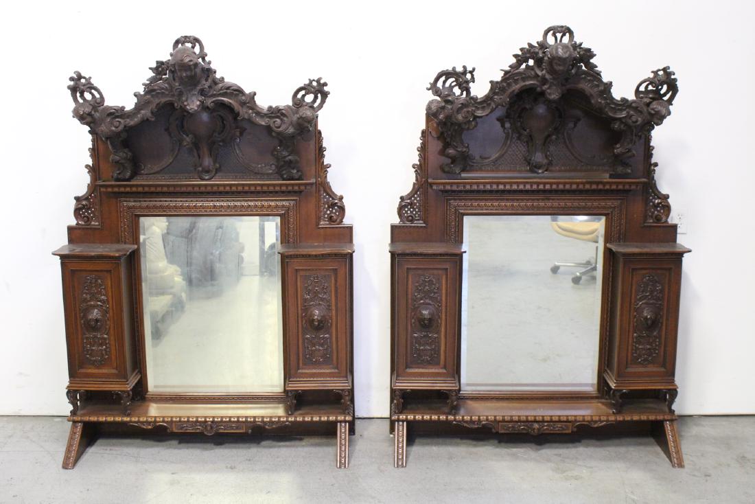 Pair very beautiful 19th c. mahogany floor mirrors (1 of 15)