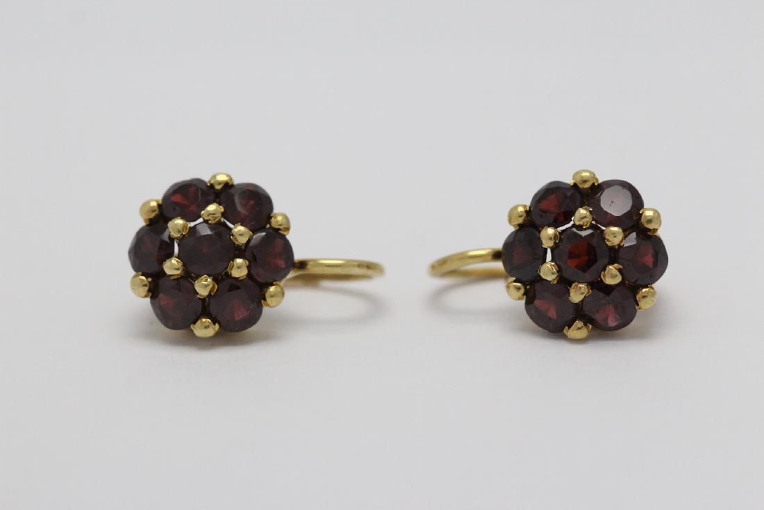 Pair 18K Y/G garnet earrings (1 of 11)