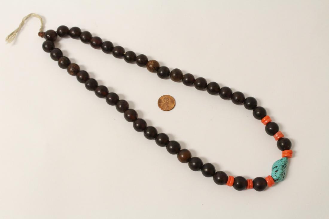 Chinese amber like bead necklace w/ coral & turquoise (1 of 10)