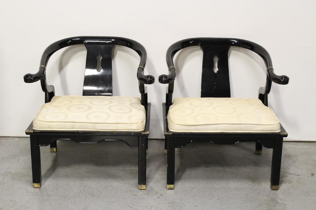 Pair Chinese black lacquer chairs (1 of 10)