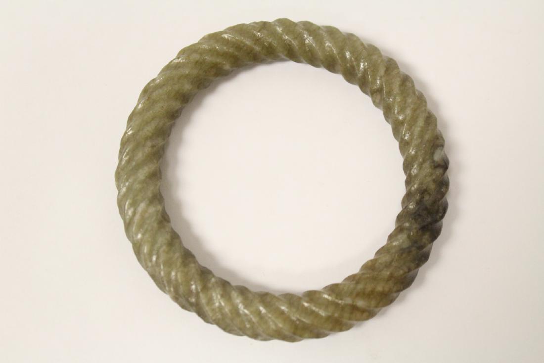 Celadon jade carved bangle (1 of 10)