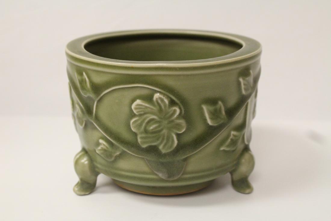 A celadon tripod censer: A celadon tripod censer, 4"Hx5.4"dia
