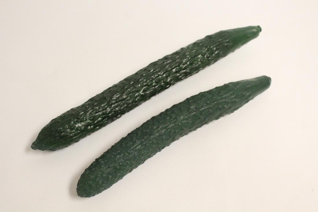 2 unusual green shoushan stone carved cucumbers (1 of 10)