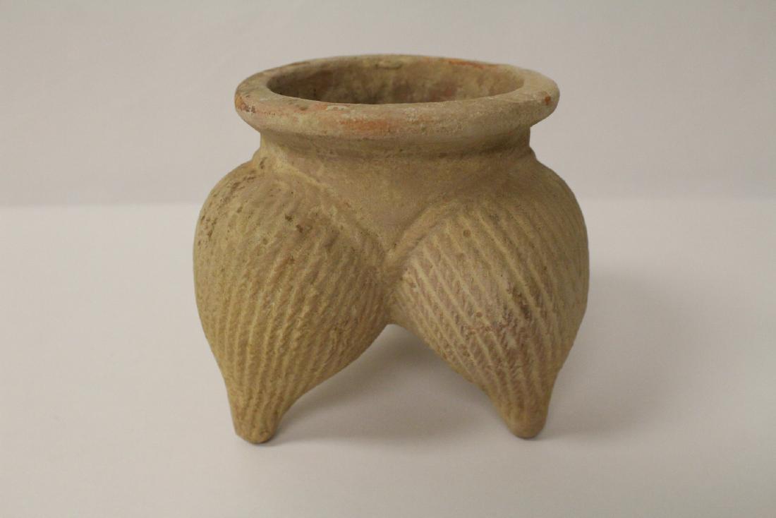 Archaic style pottery tripod vessel (1 of 11)
