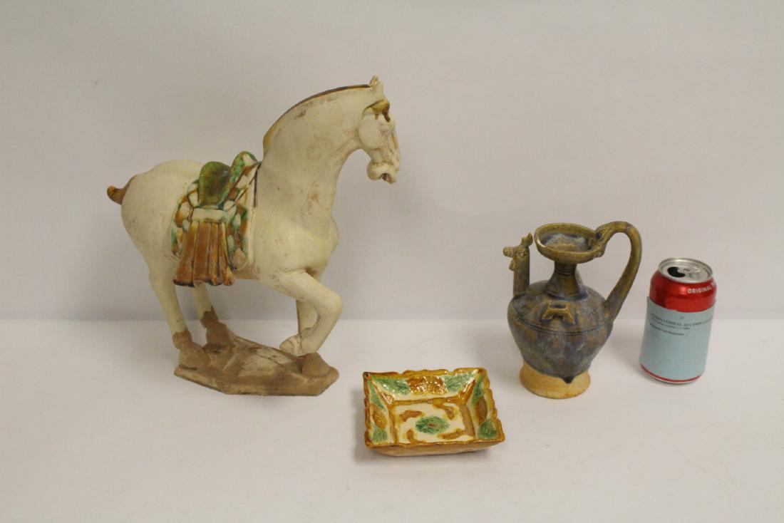 Sancai plate, sancai horse and a Tang style jar (1 of 10)
