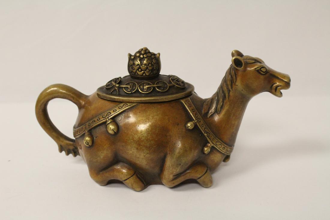 Chinese bronze covered censer: Chinese bronze covered censer in the form of camel, 4.25"Hx8"x3.45"