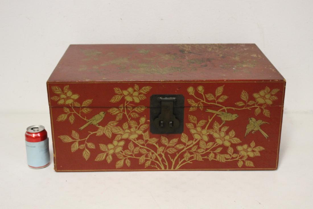 Chinese painted red lacquer trunk (1 of 10)