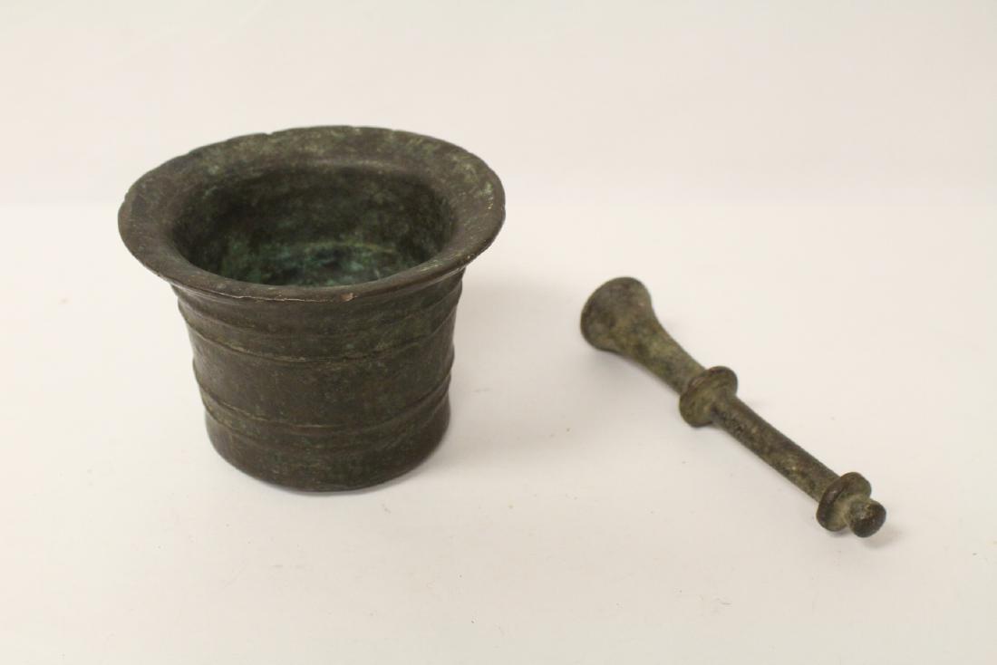 very heavy antique solid bronze mortar & pestle set (1 of 10)