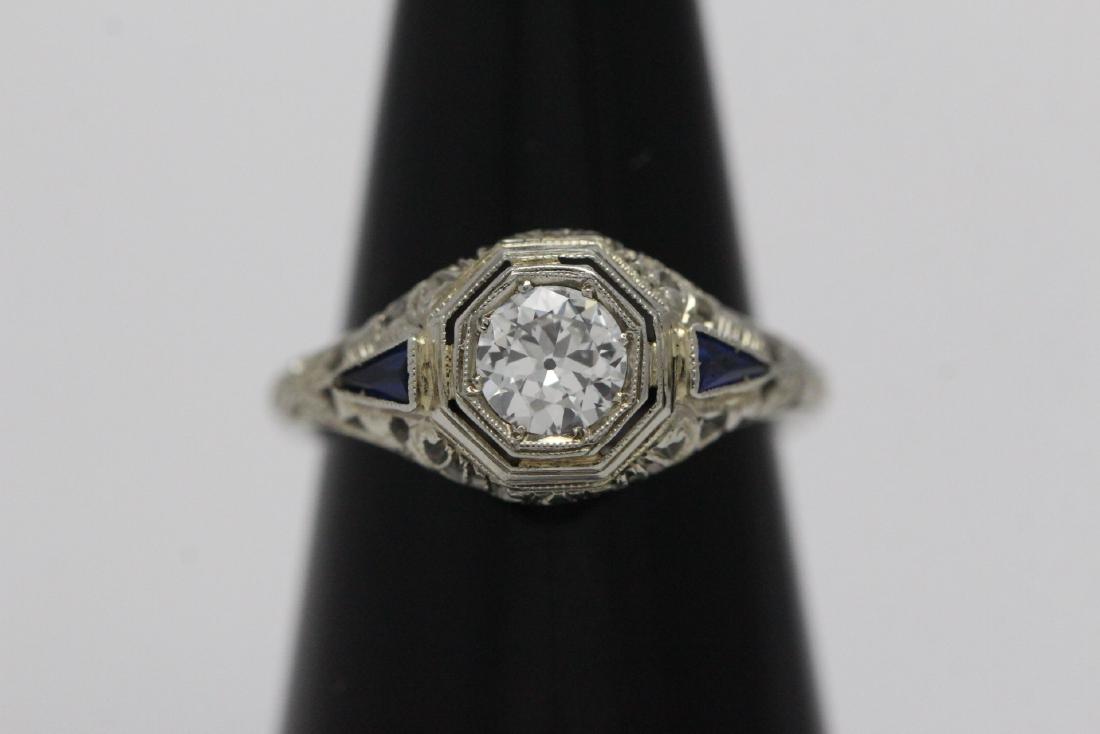 Beautiful art deco 18K Y/G diamond ring (1 of 11)