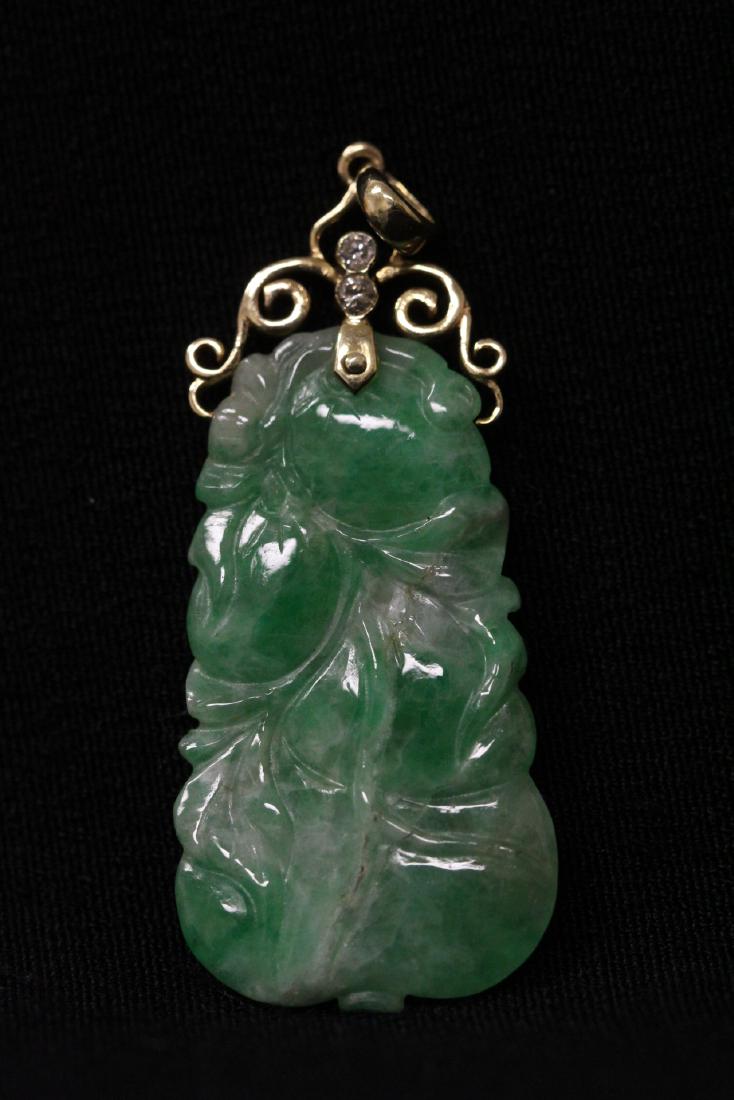 14K Y/G jadeite pendant w/ small diamonds (1 of 11)