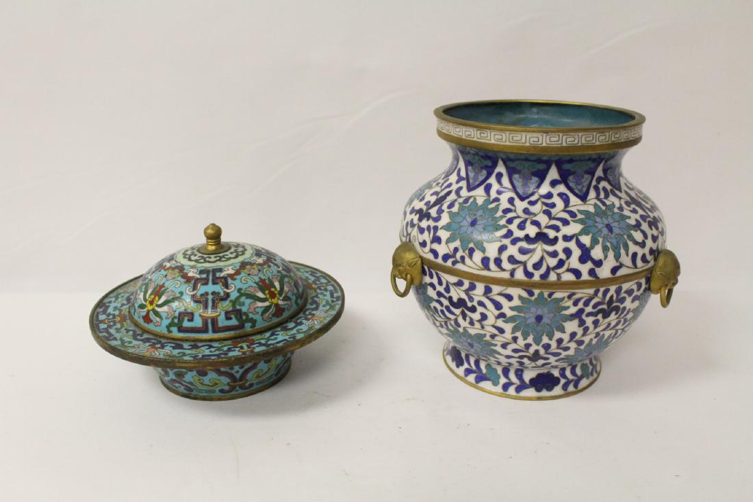 2 Chinese bronze based cloisonne pieces (1 of 9)