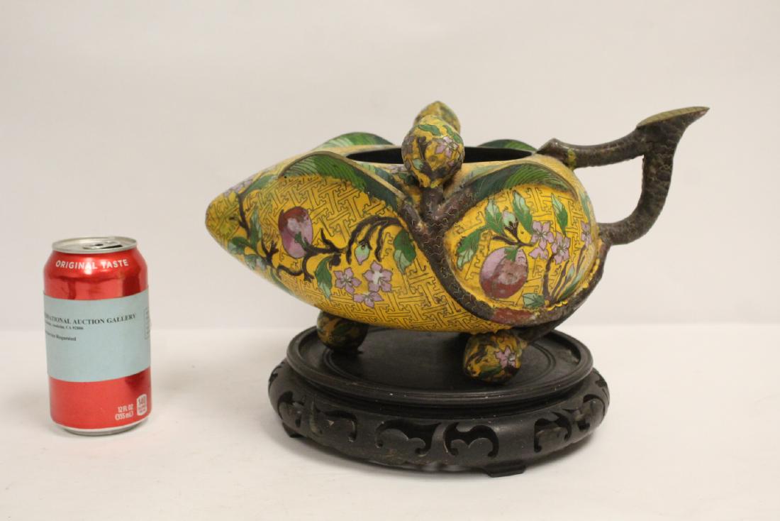 Large Chinese cloisonne bowl in the form of peach (1 of 10)
