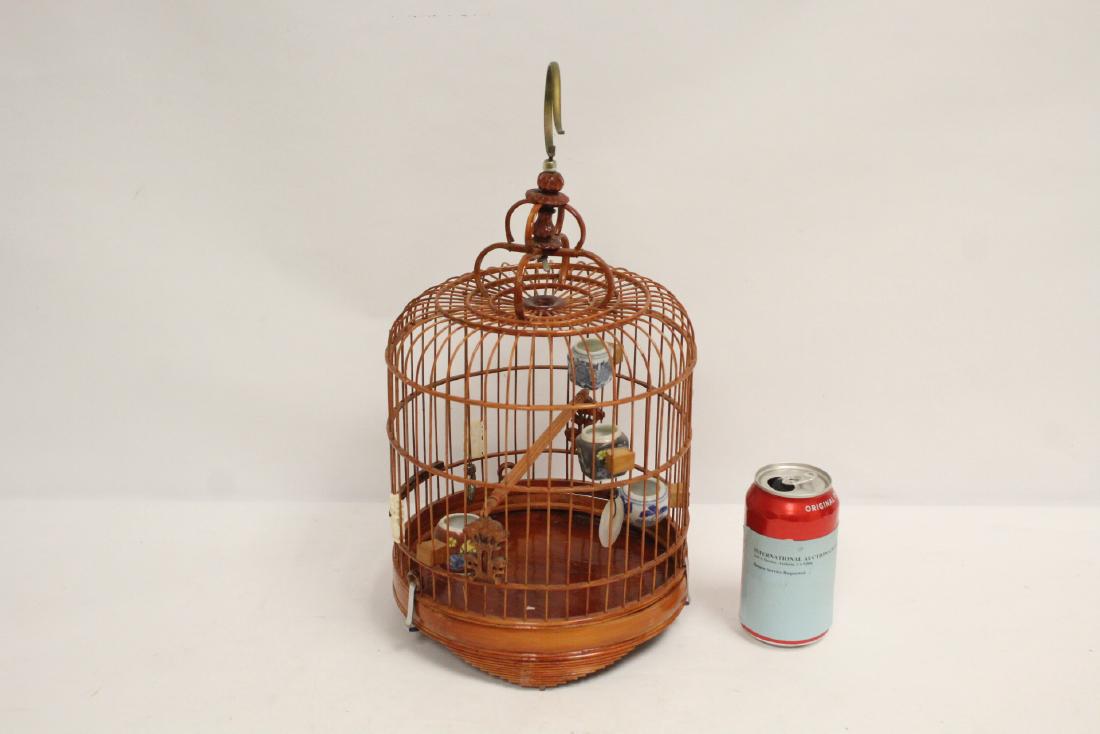 Chinese Bamboo Bird Cage With Porcelain Feeders Apr 01 2019