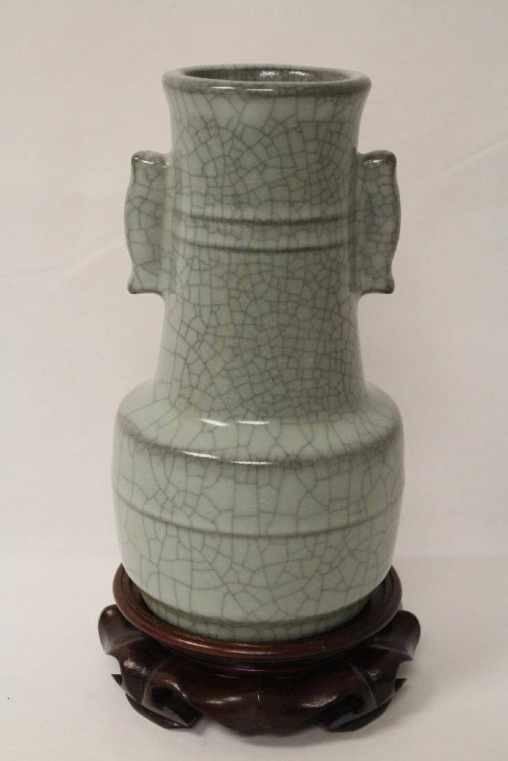 Song style crackleware vase with stand: Song style crackleware vase with stand, 8"Hx4.25"dia