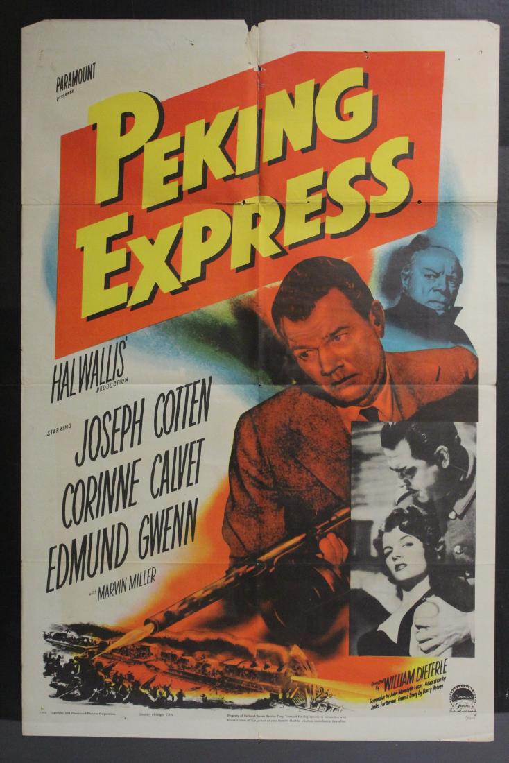 Original full sheet movie poster, 1951: Original full sheet movie poster "Peking Express", starring Joseph Cotten, 1951, folding mark, minor tears along folding marks
