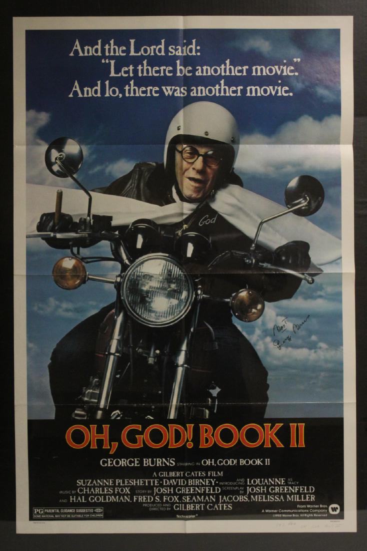 Original movie poster, 1980, autographed: Original movie poster "Oh God! Book II", 1980, autographed by George Burns, folding marks