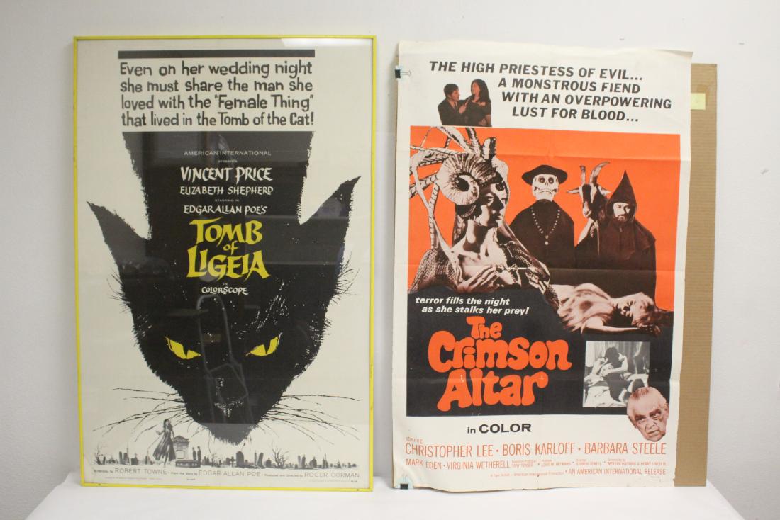 2 movie posters: 2 movie posters; "The Tomb Of Ligeia" 1965, and "The Crimson Altar"