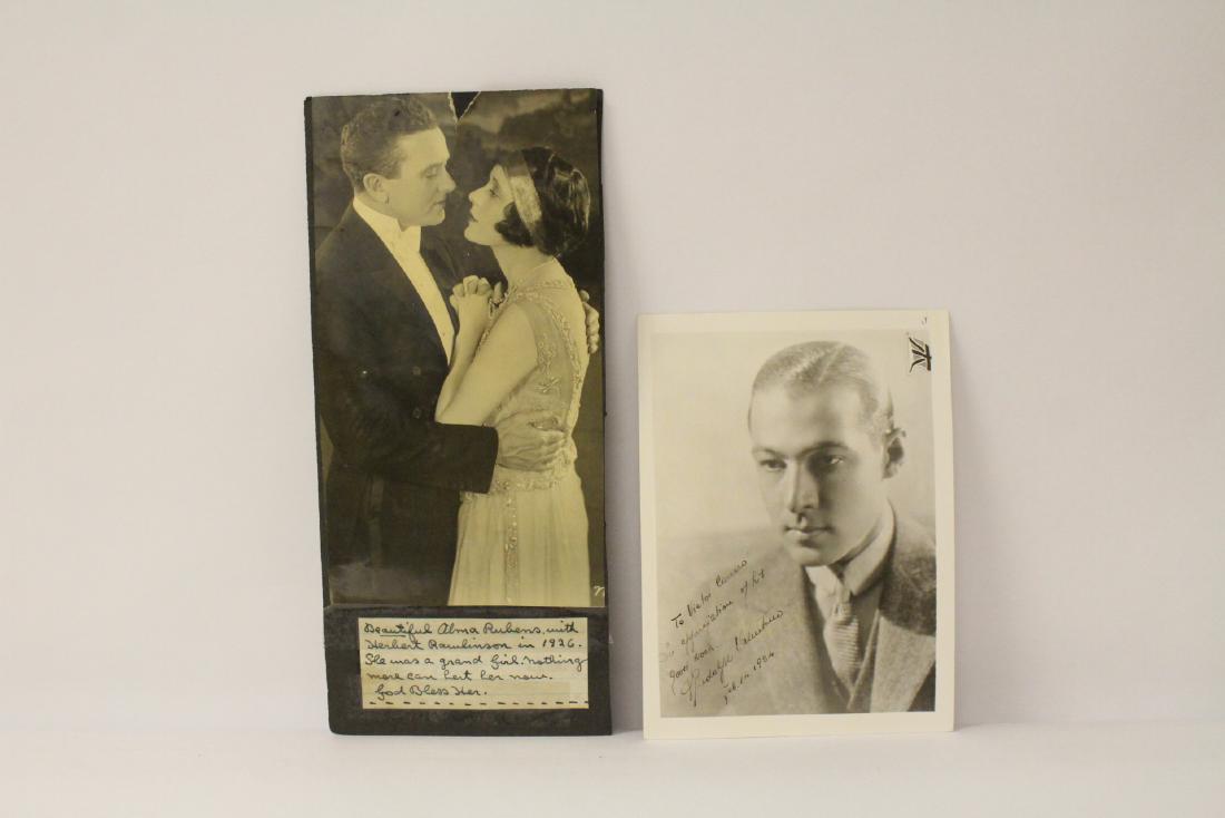 2 rare photos: A rare photo of Rudolph Valentino unique copy from his stage manager Victor Carreiro, and a rare photo of Herbert Rawlinson (top center damage)