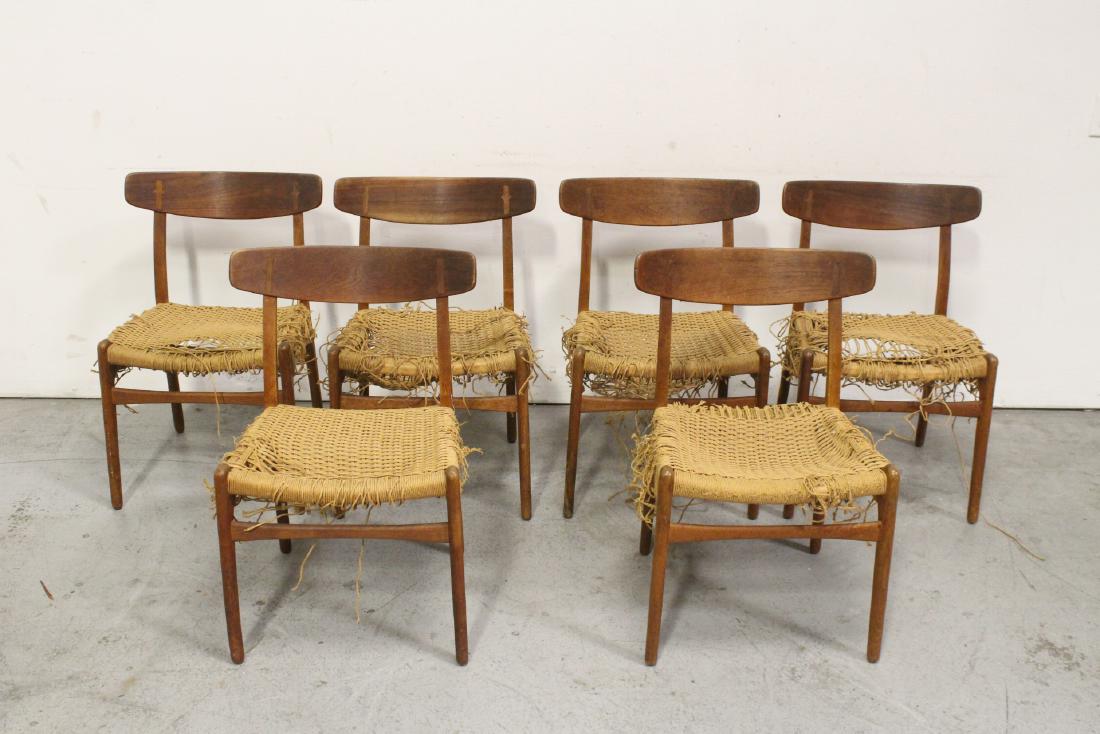 6 original Hans Wegner teak wood side chairs: 6 original Hans Wegner teak wood side chairs (need re-cane),29.7"Hx20.65"x19.6" each