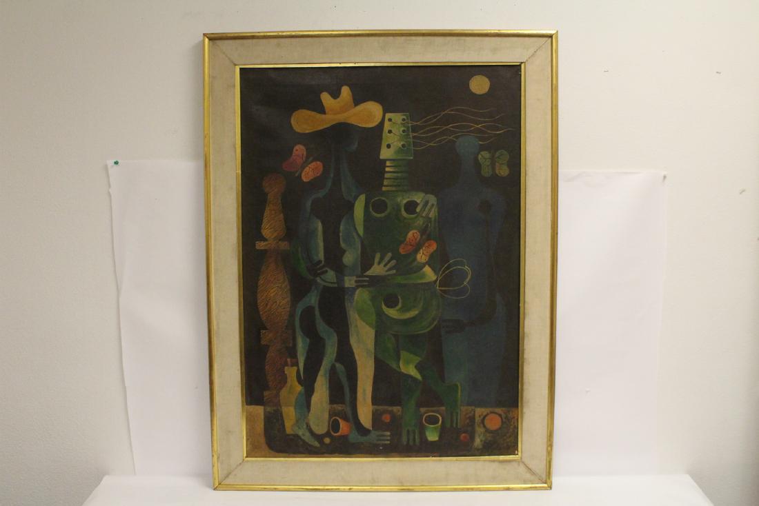 Oil on canvas signed Carreno, w/ authentication paper: Oil on canvas "untitled", signed Carreno for New York/Cuba artist Mario Carreno (1913-1999), with authentication paper, 38.5"x27.2"